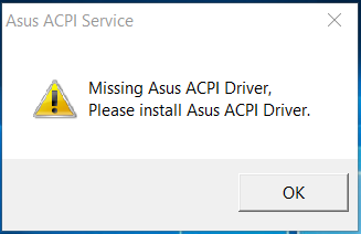 missing asus acpi driver please install asus acpi driver windows 8